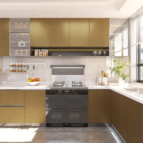 Miniatura 3 de Papel de contacto de color latón dorado mate, 23.7 x 393.7 pulgadas, papel tapiz para despegar y pegar para gabinete de cocina, encimera, cubierta
