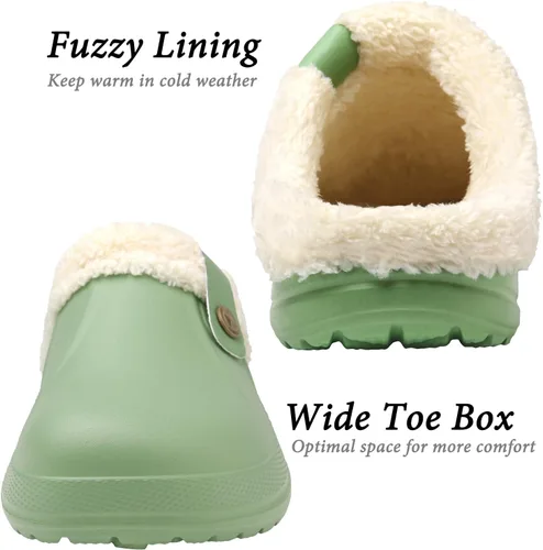 Miniatura 5 de ChayChax - Pantuflas impermeables para mujeres y hombres, con forro de piel, zapatos de jardín de invierno, pantuflas cálidas para interiores