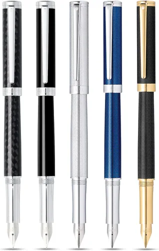Miniatura 4 de Sheaffer Pluma estilográfica de fibra de carbono Intensity con ribete cromado y punta fina