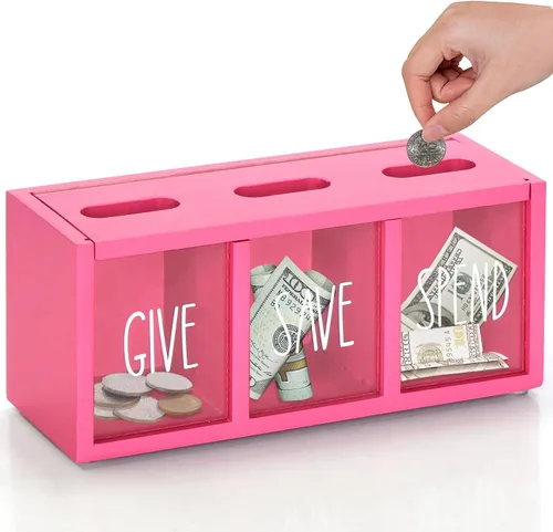 Miniatura 14 de Alcancía de madera para niños, caja de ahorro de dinero para adultos, bancos de niños para billetes y monedas, alcancía para niños y niñas, caja