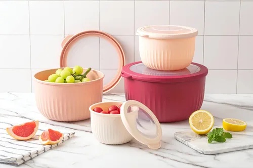 Miniatura 203 de COOK WITH COLOR Tazones de preparación con tapas - Juego de tazones pequeños de mezcla de plástico anchos y profundos anidables con tapas, juego