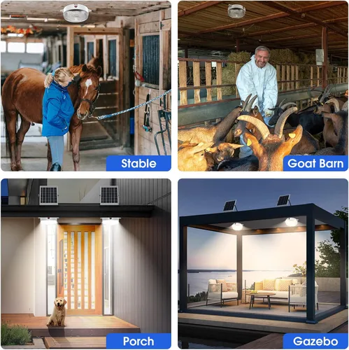 Miniatura 4 de Luz solar de techo con sensor de movimiento, regulable 6000 K/4000 K/3200 K, 5 modos disponibles durante el día, luces solares de cobertizo