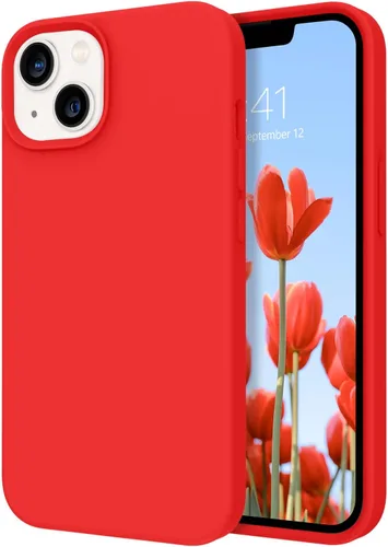 Miniatura 20 de Telaso Funda compatible con iPhone 14, silicona líquida de gel suave de goma, funda delgada y fina con forro de microfibra, funda protectora
