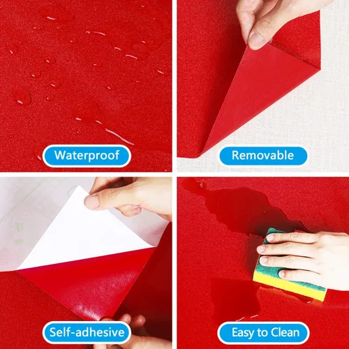 Miniatura 6 de CRE8TIVE Papel tapiz rojo con purpurina para pegar y despegar de 24 x 118 pulgadas, papel de contacto rojo de tamaño grande, autoadhesivo