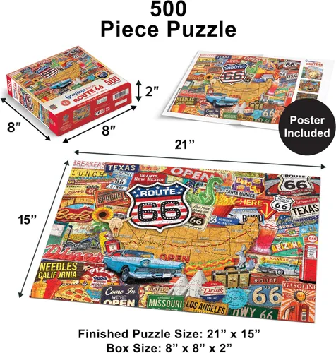 Miniatura 2 de MasterPieces Rompecabezas de 550 piezas para adultos y familia, saludos desde la ruta 66-18 x 24 pulgadas