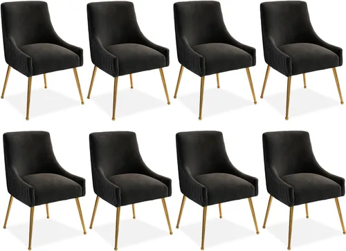 Miniatura 23 de Juego de 2 sillas de comedor, modernas sillas tapizadas para cocina, comedor con patas doradas, sillas de tela de terciopelo copetudo para sala