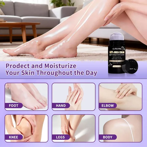 Miniatura 5 de Bálsamo de urea 60% 8 en 1 con 2% de ácido salicílico y lavanda, palo de manos y pies, crema de urea 60 por ciento para pies, máxima resistencia