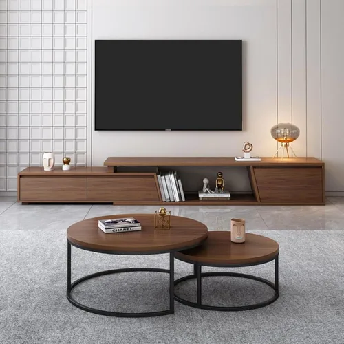 Miniatura 8 de homary Soporte de TV para sala de estar, consola de TV reversible extensible, centro de entretenimiento minimalista con 3 cajones, configuración