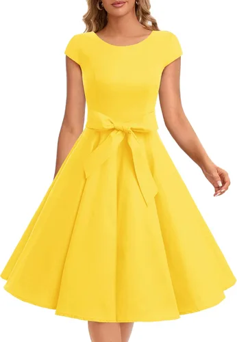Miniatura 38 de Dressystar - Vestidos clásicos de fiesta con mangas casquillo, estilo Rockabilly y retro de la década de 1950