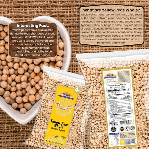 Miniatura 4 de Rani - Guisantes Amarillos Enteros, Secos (Vatana, Matar) 1.81kg (64oz, 4lbs) a granel ~ Completamente naturales Vegano Apto para gluten