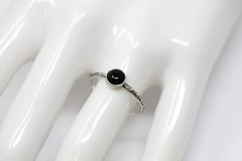 Miniatura 2 de Anillo de banda con cuentas delgadas de piedras preciosas de 0.236 in - Plata vintage
