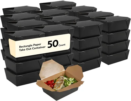 Miniatura 72 de Restaurantware Contenedor desechable para llevar, 30 oz / #1, negro