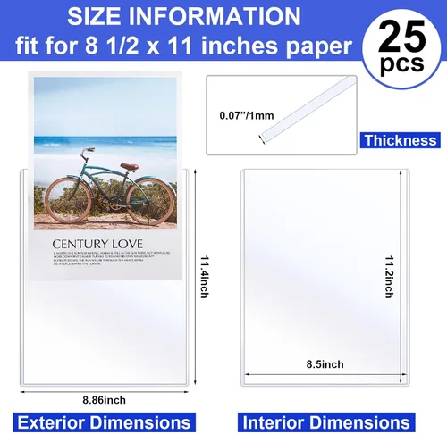 Miniatura 2 de Teling 25 protectores rígidos de impresión de 8 1/2 x 11 pulgadas, fundas rígidas transparentes para páginas de papel de plástico, cubierta de hoja