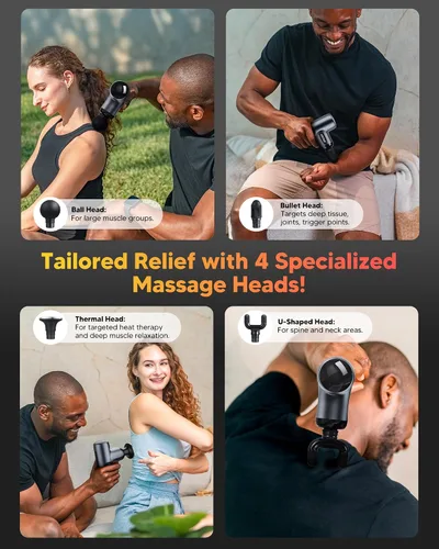 Miniatura 4 de arboleaf Mini pistola de masaje con calor, masajeador muscular de percusión para aliviar el dolor, portátil y silencioso, masajeador pequeño