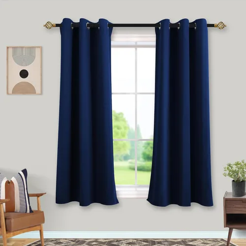 Miniatura 137 de Mrs.Naturall Cortinas Azul Real para Dormitorio, Cortinas Opacas Cortas Medianas Azul Cobalto para Cocina Decoración de Habitación de Adolescentes