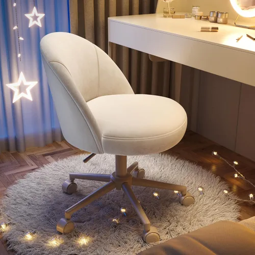 Miniatura 3 de EnHomee Silla de tocador con ruedas, silla de oficina pequeña con respaldo, bonita silla de escritorio sin brazos para sala de maquillaje, oficina