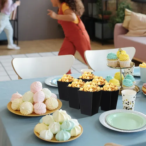 Miniatura 7 de Meanplan Cajas de palomitas de maíz, mini contenedor de cartón para palomitas de maíz, contenedor de cartón para aperitivos, bolsas desechables