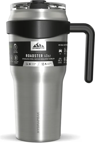 Miniatura 11 de Hydrapeak Roadster - Botella de agua de acero inoxidable de 40 onzas con aislamiento al vacío de doble pared con asa y tapa con popote 2 en 1