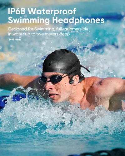 Miniatura 2 de Auriculares de natación, auriculares Bluetooth 6.0 de conducción ósea, IP68 impermeable para natación, auriculares deportivos abiertos con modo MP3