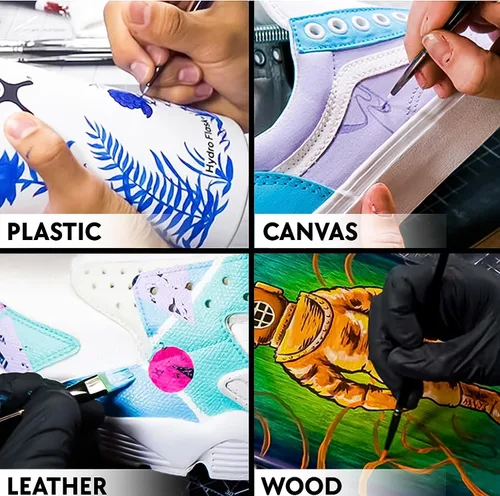 Miniatura 2 de Angelus Kit de inicio de pintura acrílica para cuero, juego de 12 unidades de pintura de 1 onza negros, marrones, blancos, gris, beige, crema