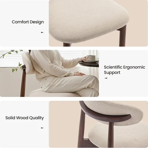 Miniatura 8 de COLAMY Mid-Century - Juego de 2 sillas de comedor de madera modernas, sillas de cocina tapizadas para interiores con asiento acolchado acogedor