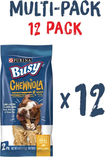 Miniatura 4 de Purina Busy Huesos de perro de raza mediana y mediana de cuero crudo, Chewnola con avena y arroz integral - Bolsa de 2