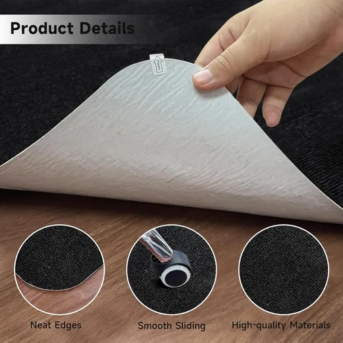 Miniatura 3 de Tapete negro para silla de oficina, tapetes duraderos para sillas de escritorio para suelos de madera dura y azulejos, debajo de las sillas