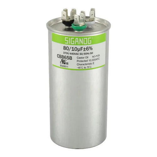 Miniatura 34 de 80/5 uF 80+5 MFD 370V o 440V CBB65 Capacitor Redondo de Arranque de Doble Funcionamiento 80 5 uF MFD 370 440 Voltios VAC para Condensador