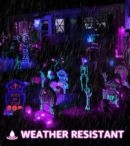 Miniatura 5 de URTOM Luz negra para exteriores de 120 V para Halloween, luz negra, impermeable, luz LED negra, luz LED negra, 15 W, focos morados, luces negras