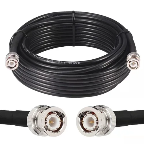 Miniatura 15 de MOOKEERF Cable BNC - 1 pie 2 piezas RG58 50 ohm macho a macho cables coaxiales de extensión BNC de baja pérdida para antenas, radios RF, módems