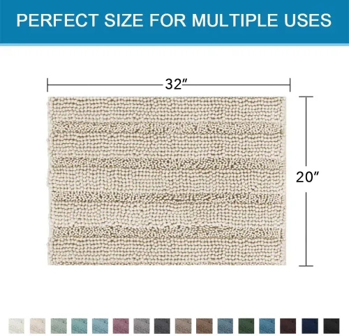 Miniatura 541 de H.VERSAILTEX Tapetes de baño antideslizantes para baño, alfombras de baño extragruesas de felpilla a rayas, tapetes de baño de 47" x 17", alfombras