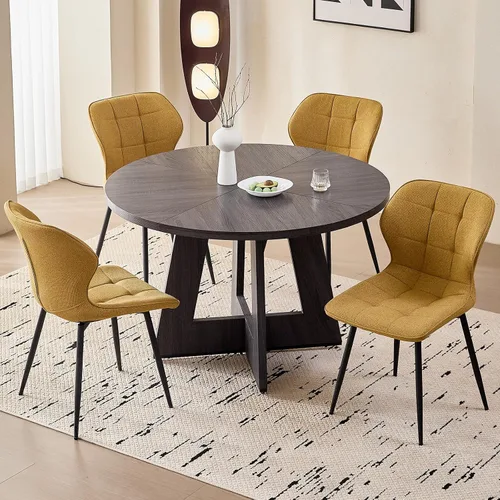 Miniatura 8 de Juego de 4 sillas de comedor, tela resistente al agua, modernas sillas tapizadas para comedor y cocina con patas de metal, color verde (solo sillas)