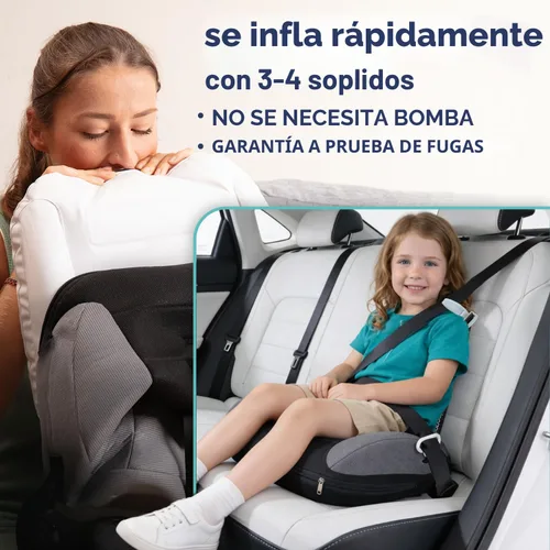 Miniatura 4 de Hiccapop UberBoost Asiento Elevador Inflable para Automóvil Asiento Elevador Estrecho sin Respaldo Inflable para Viajes Asiento Elevador Negro