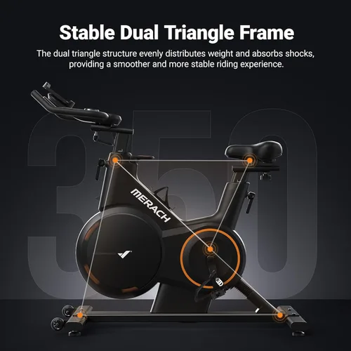 Miniatura 6 de Merach Magnetic Exercise Bike, Heavy Duty Stationary Bike with Automated Resistance, 300 350 Lbs Weight Capacity, Low Noise Indoor Workout Bike for
