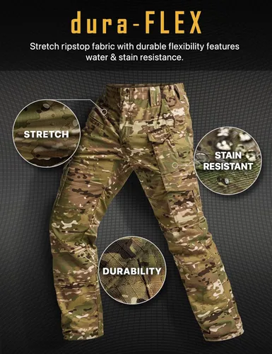 Miniatura 4 de CQR Men's Flex Ripstop Tactical Pants, Water Resistant Stretch Cargo Pants, Lightweight EDC Hiking Work Pants