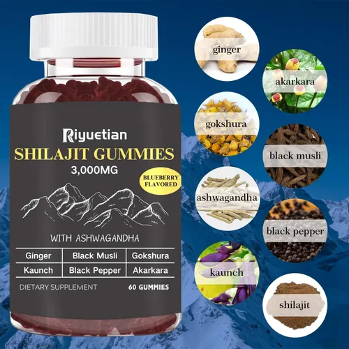 Miniatura 3 de Shilajit Gummies 3000 mg de oro puro del Himalaya con ácido fúlvico Suplementos de Shilajit puro para hombres Rejuvenecimiento natural, mejora