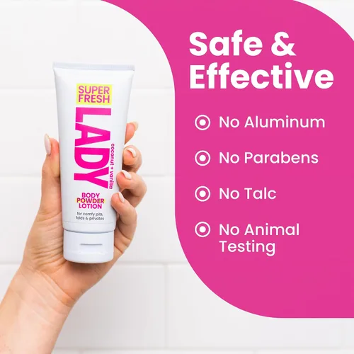 Miniatura 4 de Super Fresh Lady Parts - Loción desodorante con protección en polvo, para senos, partes privadas, entrepierna y muslo interior, absorbe el sudor