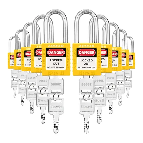 Miniatura 14 de Lockout Tagout Cerraduras conjuntos, 6 candado de seguridad rojo con llave diferente, 2 llaves por cerradura