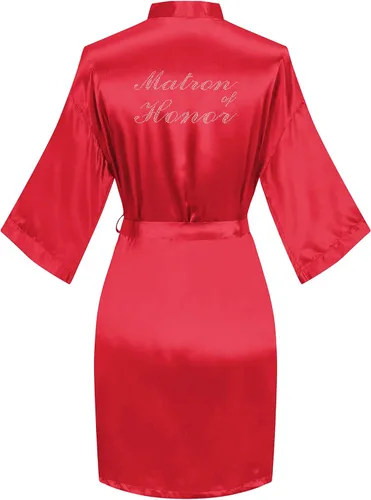 Miniatura 42 de Bata de boda para mujer, para novia, dama de honor, corta, de satén, kimono, batas de seda para prepararse, fiesta nupcial