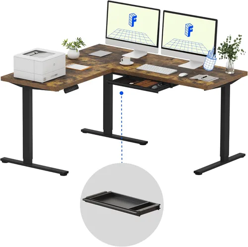 Miniatura 24 de FLEXISPOT Escritorio de pie en forma de L, escritorio de esquina eléctrico de altura ajustable de 63 x 47 pulgadas, estación de trabajo
