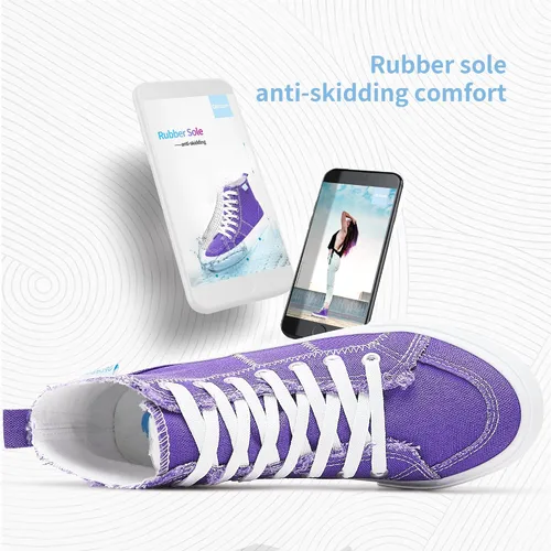 Miniatura 57 de Obtaom Zapatos de lona de alta calidad para mujer/hombre para jugar a media pantorrilla, zapatillas de deporte de moda casuales con cordones de alta