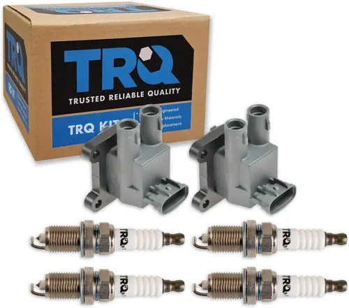 Miniatura 50 de TRQ Kit de bobina de encendido y bujía, 10 piezas de bujías de iridio compatibles con Volkswagen Beetle 2006-2014 Golf 2005-2014 Jetta 2012-2014