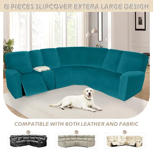 Miniatura 61 de Arfntevss Fundas de sofá seccional reclinable de terciopelo, Funda de sofá seccional de esquina para sofá reclinable, Funda elástica suave