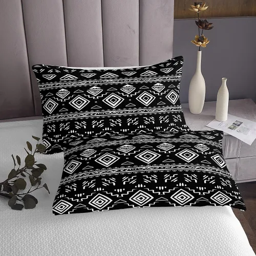 Miniatura 4 de Erosebridal Juego de edredón tribal bohemio azteca negro blanco étnico bohemio juego de colcha Queen Western Southwestern juego de ropa de cama