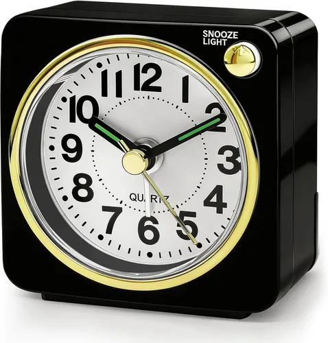 Lamisola Mini reloj despertador de viaje, reloj despertador analógico de batería pequeña, relojes de mesita de noche para dormitorios, decoración