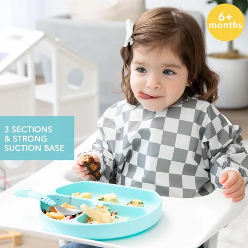 Miniatura 2 de Bumkins Plato de silicona con agarre, plato de succión dividido, plato para bebé o niño pequeño, sin BPA, apto para microondas y lavavajillas
