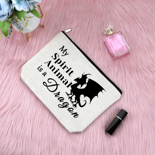 Miniatura 3 de Sfodiary Bolsa de maquillaje con temática de animales para amantes de las ranas para amantes del conejillo de Indias Dragón, cumpleaños, Navidad