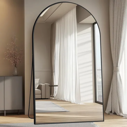 Miniatura 2 de MELOMOIR - Espejo de piso grande de 76 x 44 pulgadas, espejo independiente arqueado de longitud completa para dormitorio, sala de estar, vestidor