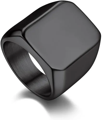 Miniatura 11 de Bandmax Anillos de sello para hombre, acero inoxidable, chapado en oro de 14 quilates, negro, minimalista, simple, anillo para hombres y mujeres