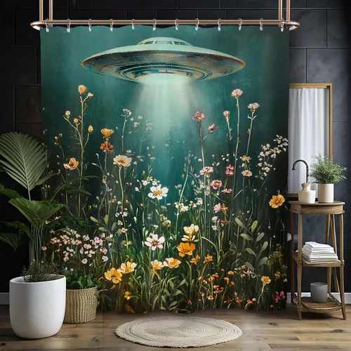 Miniatura 25 de Miyotaa - Juego de cortina de ducha con flores para decorar un baño pequeño o una ventana, 36 pulgadas de ancho x 71 pulgadas de alto, cortina